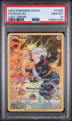2022 POKEMON SWORD & SHIELD LOST ORIGIN #TG05 FULL ART/PIKACHU PSA 10 - Image 1