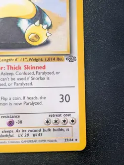 Snorlax Rare MP Pokemon 27/64 Jungle Regular - Image 4