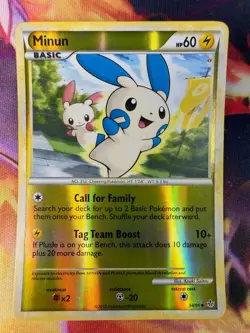 Minun 34/95 NM Uncommon Reverse Holo HGSS Unleashed 2010 Pokemon TCG - Image 1