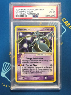 2006 POKEMON EX HOLON PHANTOMS MEWTWO GOLD STAR-HOLO #103/110 PSA 4 - Image 1