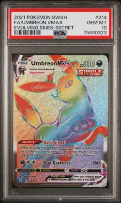 Pokemon Umbreon VMax Rainbow Secret Rare 214/203 PSA 10 GEM MINT Evolving Skies - Image 1