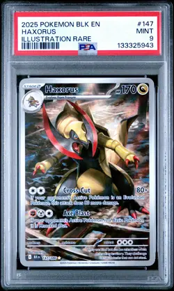 2025 POKEMON BLK EN-BLACK BOLT ILLUSTRATION RARE #147 HAXORUS PSA 9 - Image 1