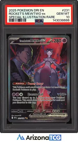 Pokemon 2025 Team Rocket's Mewtwo ex 231/182 SIR Destined Rivals GEM MINT PSA 10 - Image 1