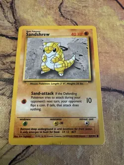 Pokemon Sandshrew Base Set 62/102 1999 WOTC LP Vintage - Image 1