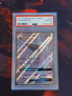 2017 Pokemon TCG Espeon GX Full Art PSA 10 Sun & Moon #140 - Image 1