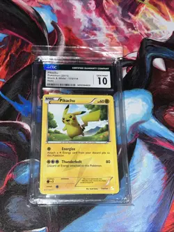 CGC 10 GEM MINT Pikachu 2011 Black & White 115/114 Holo Pokemon Card - Image 1