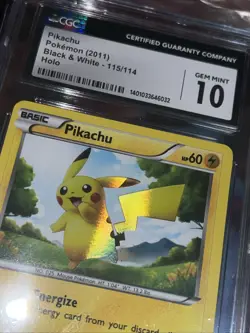 CGC 10 GEM MINT Pikachu 2011 Black & White 115/114 Holo Pokemon Card - Image 4