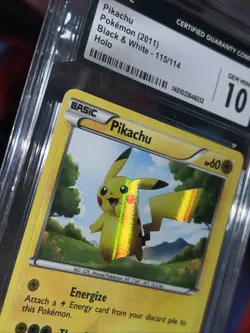 CGC 10 GEM MINT Pikachu 2011 Black & White 115/114 Holo Pokemon Card - Image 5