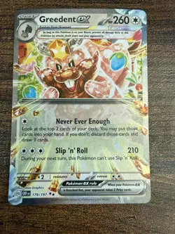 Greedent ex 179/197 Pokemon Card- Near Mint- Obsidian Flames - Image 1