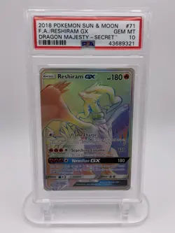 2018 Pokemon Sun & Moon Dragon Majesty #71/70 Reshiram GX PSA 10 - Image 1