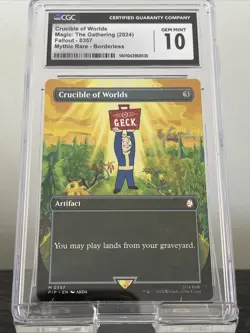 Magic Fallout 2024 MTG PIP Crucible Of Worlds Vault Boy Borderless 0357 CGC 10 - Image 1