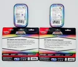 Pokemon Prismatic Evolutions Leafeon Lot 2x Tech Sticker Collection 2x Mini Tins - Image 2