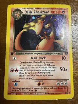 Pokemon Dark Charizard 4/82 Team Rocket 1st Edition HOLO Foil Damaged - Image 1