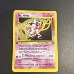 Pokemon TCG Mr. Mime 1st Edition Jungle Holo Rare 6/64 1999 - Image 1