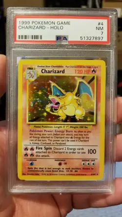 PSA 7 1999 Charizard 4/102 Holo Base Set unlimited Pokemon card Near Mint wotc - Image 1