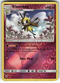 Ribombee 93/149 SM Base Set LP Pokemon Card TCG - Image 1