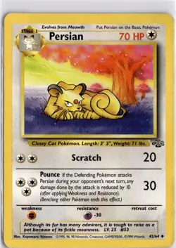 Persian 42/64 Jungle Pokemon Trading Card WOTC TCG Vintage - Image 1