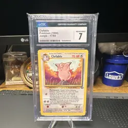 Pokemon Clefable Unlimited edition Rare Regular CGC 7 Jungle 17/64 Card 1999 - Image 1