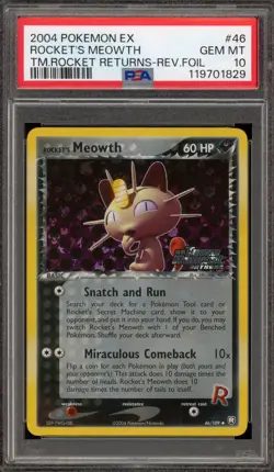 Pokemon Rocket's Meowth EX Team Rocket Returns Reverse Holo #46 PSA 10 Gem Mint - Image 1