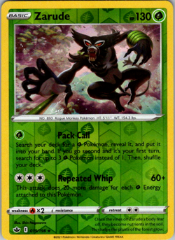 Pokemon TCG Zarude Chilling Reign 019/198 Reverse Holo Holo Rare VLP - Image 1