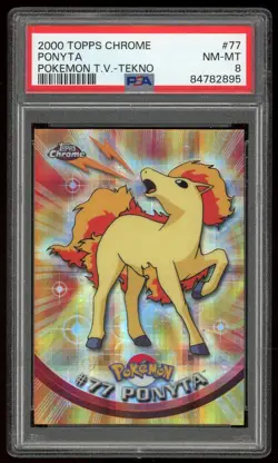 2000 Topps Chome Pokemon T.V Ponyta Tekno #77 Holo Foil - PSA 8 - Image 1
