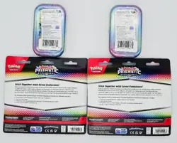 Pokemon Prismatic Evolutions Glaceon Lot 2x Tech Sticker Collection 2x Mini Tin - Image 2