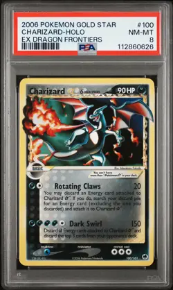 2006 POKEMON EX DRAGON FRONTIERS #100 CHARIZARD GOLD STAR PSA 8 - Image 1