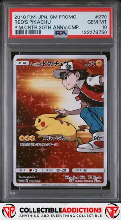 2018 Pokemon Japanese Sm Promo #270 Red'S Pikachu P.M.Cntr.20th Annv.Cmp. PSA 10 - Image 1