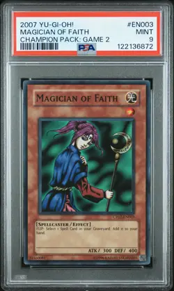 2007 YU-GI-OH! CHAMP PACK: GAME 2 #EN003 MAGICIAN OF FAITH PSA 9 - Image 1