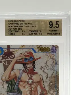 Bandai One Piece Portgas.D.Ace OP13-119 Alt Art Secret Rare BGS 9.5 - Image 3