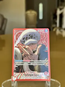 One Piece TCG The Azure Sea’s Seven Trafalgar Law ALT Art Leader OP14-001 - Image 1