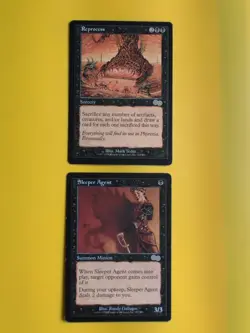 Reprocess & Sl.eeper Agent Black rare MTG 2 Card. Urza's Saga. Old Vintage - Image 1