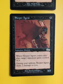 Reprocess & Sl.eeper Agent Black rare MTG 2 Card. Urza's Saga. Old Vintage - Image 2