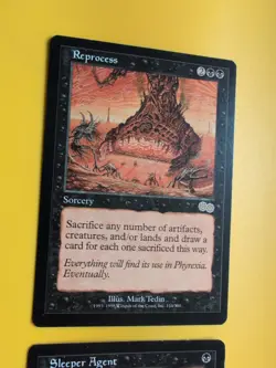 Reprocess & Sl.eeper Agent Black rare MTG 2 Card. Urza's Saga. Old Vintage - Image 4