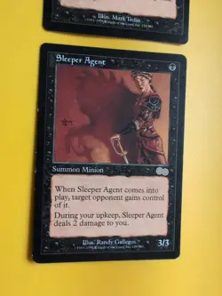 Reprocess & Sl.eeper Agent Black rare MTG 2 Card. Urza's Saga. Old Vintage - Image 5