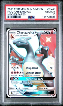 2019 Pokemon Sun & Moon Hidden Fates Charizard GX #SV49 Fa Hidden Fates PSA 10 - Image 1