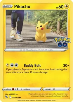 x4 Pikachu - 027/078 - Common Pokemon Pokemon GO M/NM - Image 1