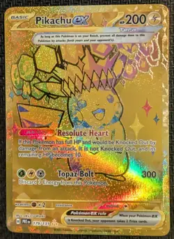Pokemon TCG Pikachu ex 179/131 Prismatic Evolutions Hyper Rare Gold NM - Image 1