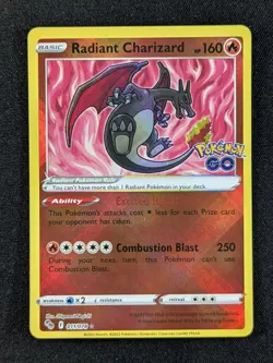2022 Pokemon RADIANT CHARIZARD #011/078 Pokemon GO Holo Radiant Rare English - Image 1