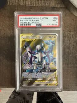 Pokemon Arceus & Dialga & Palkia GX Full Art Cosmic Eclipse 220/236 Holo PSA 9 … - Image 1