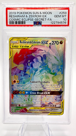 2019 Pokemon Sun & Moon Cosmic Eclipse Reshiram & Zekrom #259 | PSA 10 GEM MINT - Image 1
