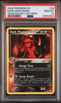 PSA 10 Gem Mint Pokemon Dark Magcargo 2004 EX Team Rocket Returns #38 Non Holo - Image 1