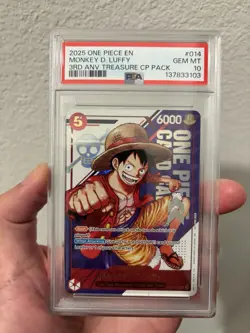 2025 One Piece Monkey D. Luffy 3rd Anv Treasure Pack CP #014 PSA 10 Anniversary - Image 1