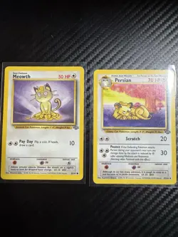 Meowth And Persian Vintage Jungle Set Original Pokemon Cards - Image 1