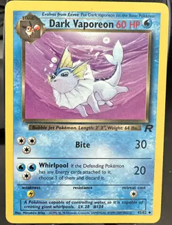 Dark Vaporeon 45/82 Pokemon Team Rocket Played Single Card TCG - Image 1