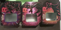 Team Rocket Tin Set 3x Mewtwo Persian Nidoking Empty No Cards - Free Shipping! - Image 1