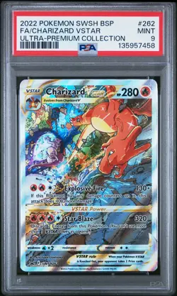 2022 POKEMON SWSH BLACK STAR PROMO #262 FULL ART/CHARIZARD VSTAR PSA 9 - Image 1