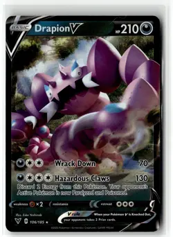 Drapion V ⭐ 106/185 Holo Rare V Vivid Voltage 2020 Pokemon NM - Image 1