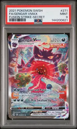 2021 POKEMON SWORD & SHIELD FUSION STRIKE SECRET #271 FULL ART/GENGAR VMAX PSA 9 - Image 1