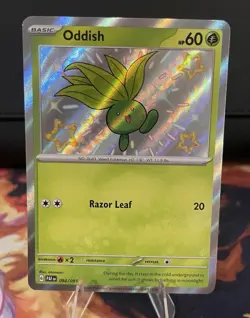 Pokemon TCG Oddish 092/091 Sv: Paldean Fates Holo Shiny Rare NM - Image 1
